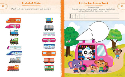 Preschool Activity Book Trucks, Cars, and Airplanes: 80 Games to Learn Letters, Numbers, Colors, and Shapes (School Skills Activity Books)