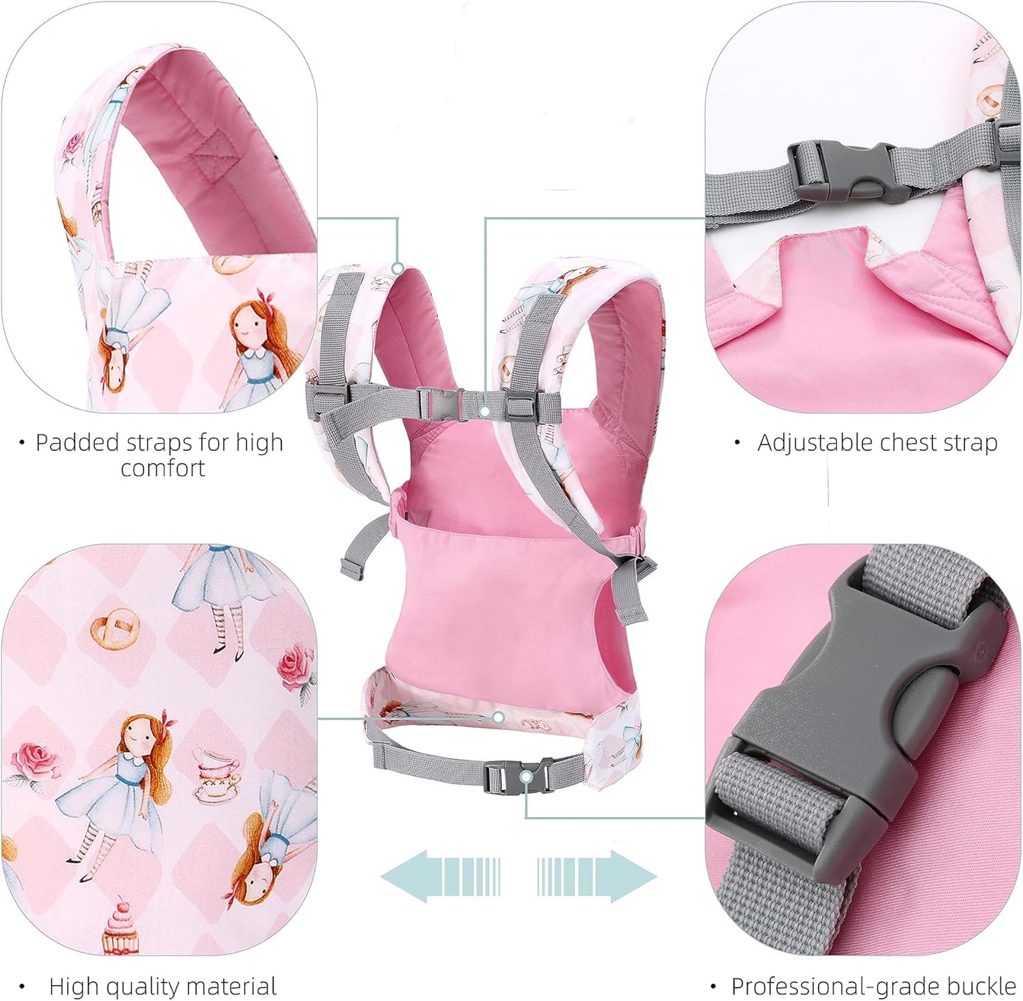 Miracle Baby Doll Carrier for Kids, Front and Back Baby Doll Accessories Backpack Kid Toddlers Play Toy Baby Carriers with Adjustable Straps for Little Girls