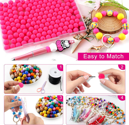 65Pcs 19mm Silicone Beads for Keychain Making Bracelet Necklace, Bulk Round Silicone Beads for Pens（Christmas Green） - Colors B