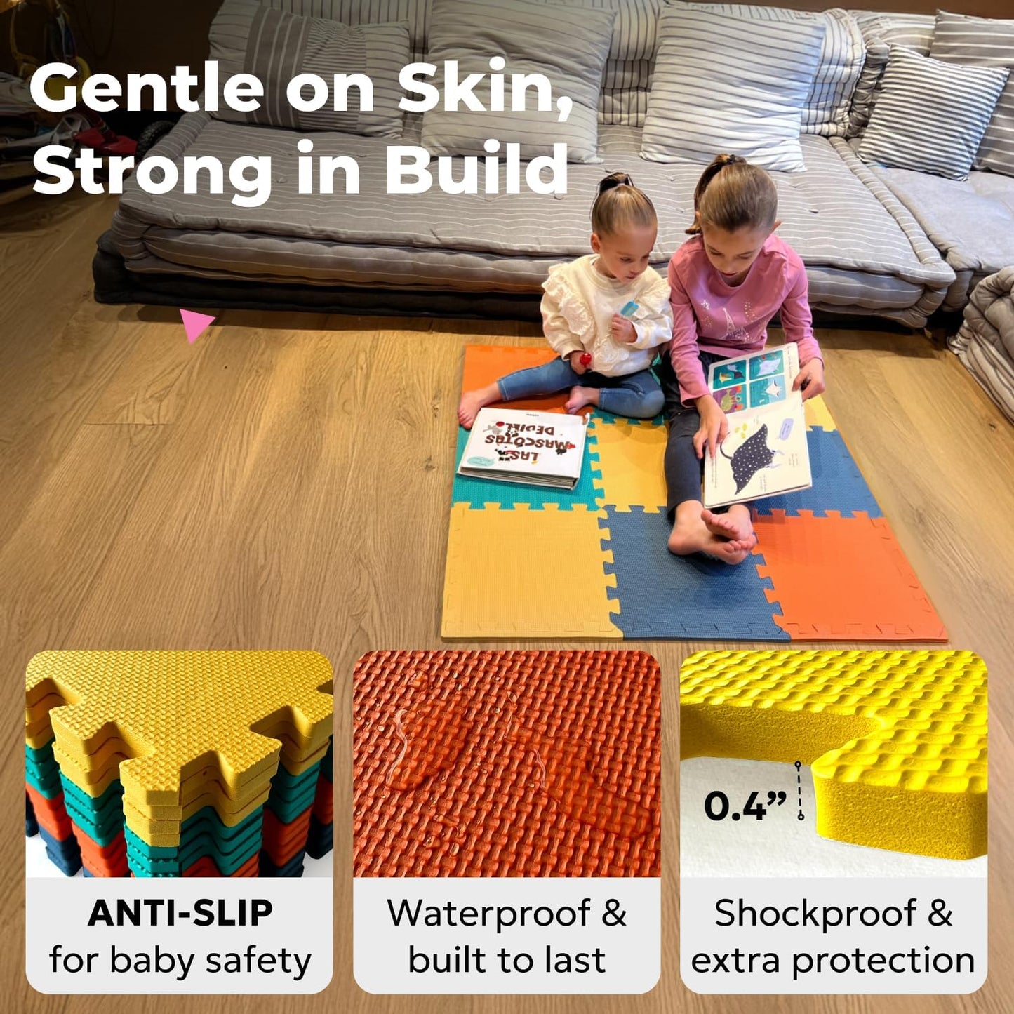 MioTetto Baby Play Mat, Soft Foam Floor Tiles for Kids. Adjustable Interlocking Foam Tiles, Fits with 50x50 Playpen Baby mat for Crawling & Development, Safe & Non-Toxic Playmat for Babies 6-12 Months