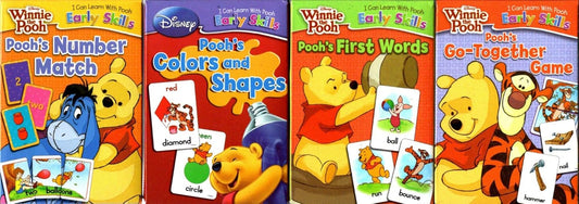 I Can Learn with Pooh Early Skills - Learning Cards ~ Complete Set (First Words, Number Match, Colors & Shapes, Go-Together Game - 36 Cards in 1 Decks ( Set of 4 Decks)