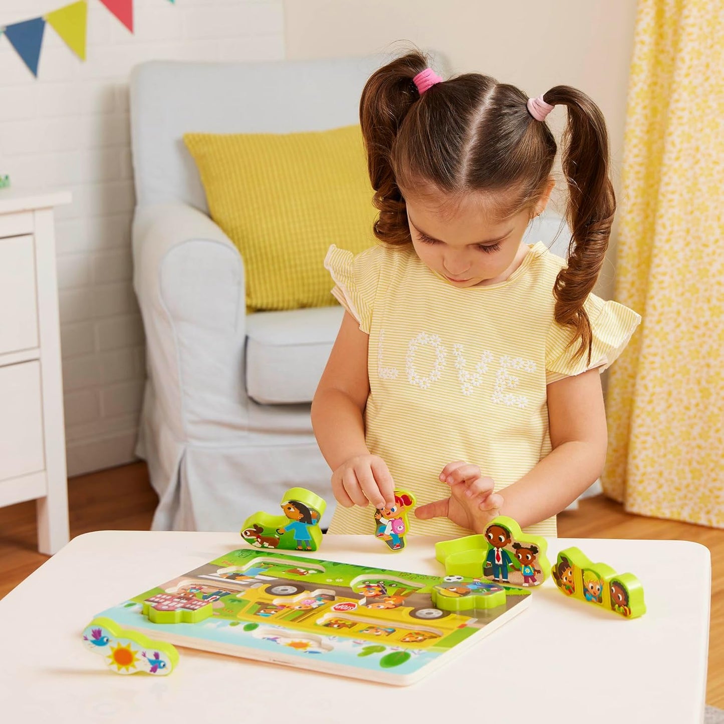 B. toys – Peek & Explore – School BusChunky Puzzle for Toddlers,Educational & Developmental Toys for Kids – 2+ Years
