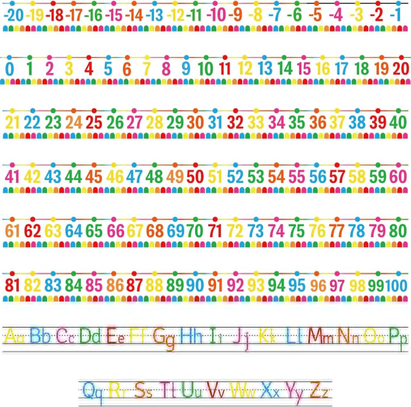 32Pcs A to Z Alphabet and -20-100 Number Cards Boho Bulletin Board Under The Sea Ocean Summer Sunflower Bee Theme Classroom Decorations Math Posters for Wall School Teacher Supplies (Sea Number)