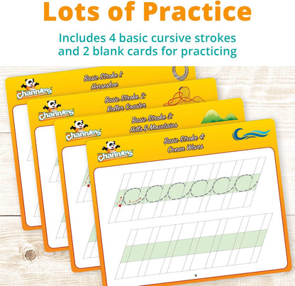 Channie’s Visual Cursive Flashcards, 43 Dry-Erase Cursive Handwriting Flash Cards, Daily Uppercase & Lowercase Cursive Letter Tracing Practice for 2nd-3rd Grade Kids