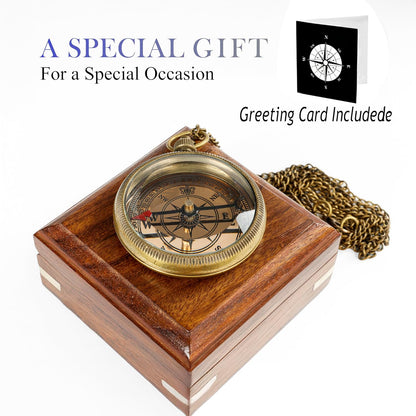 Compass with Stamped Wooden Case