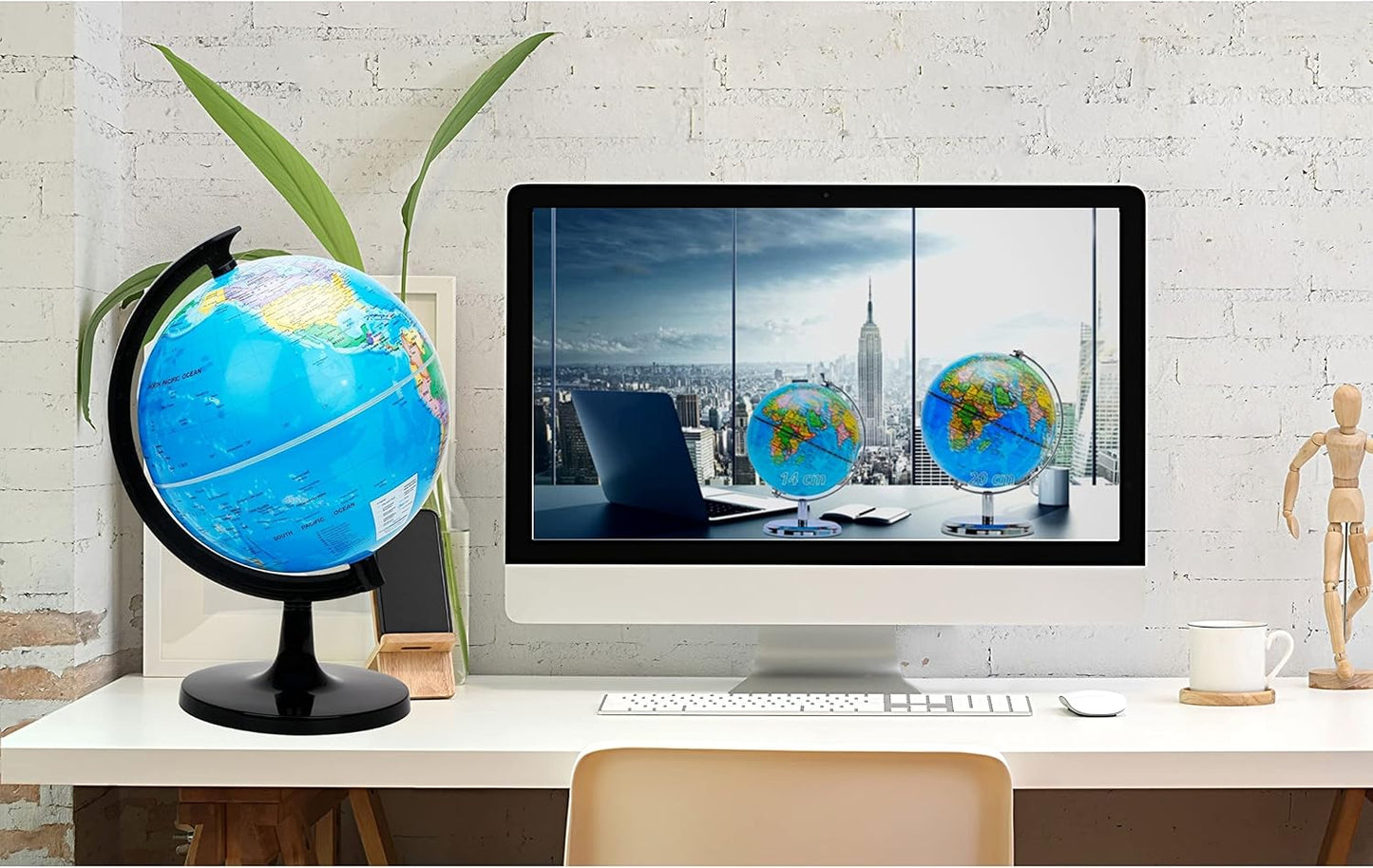 Exerz 8" World Globe - Political Map Educational- Self Assembled School Globe