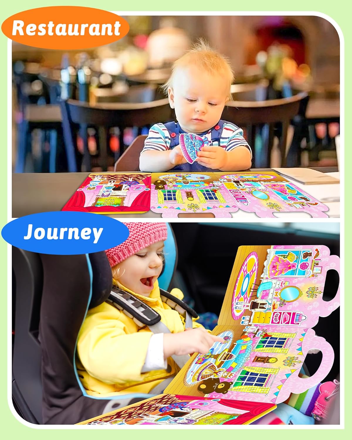 Benresive Reusable Sticker Books for Toddlers, Fun Travel Stickers for Kids, Toddler Sticker Book, Crafts Activities for Toddlers, 3 and Up Birthady Gifts - Vehicle