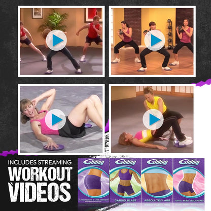 Gliding Discs for Working Out - Exercise Sliders for Carpet & Hardwood Floors 1 Pair, Authentic Workout Sliders Disc for Full Body Resistance Workout, Includes 4 Streaming Video Workouts