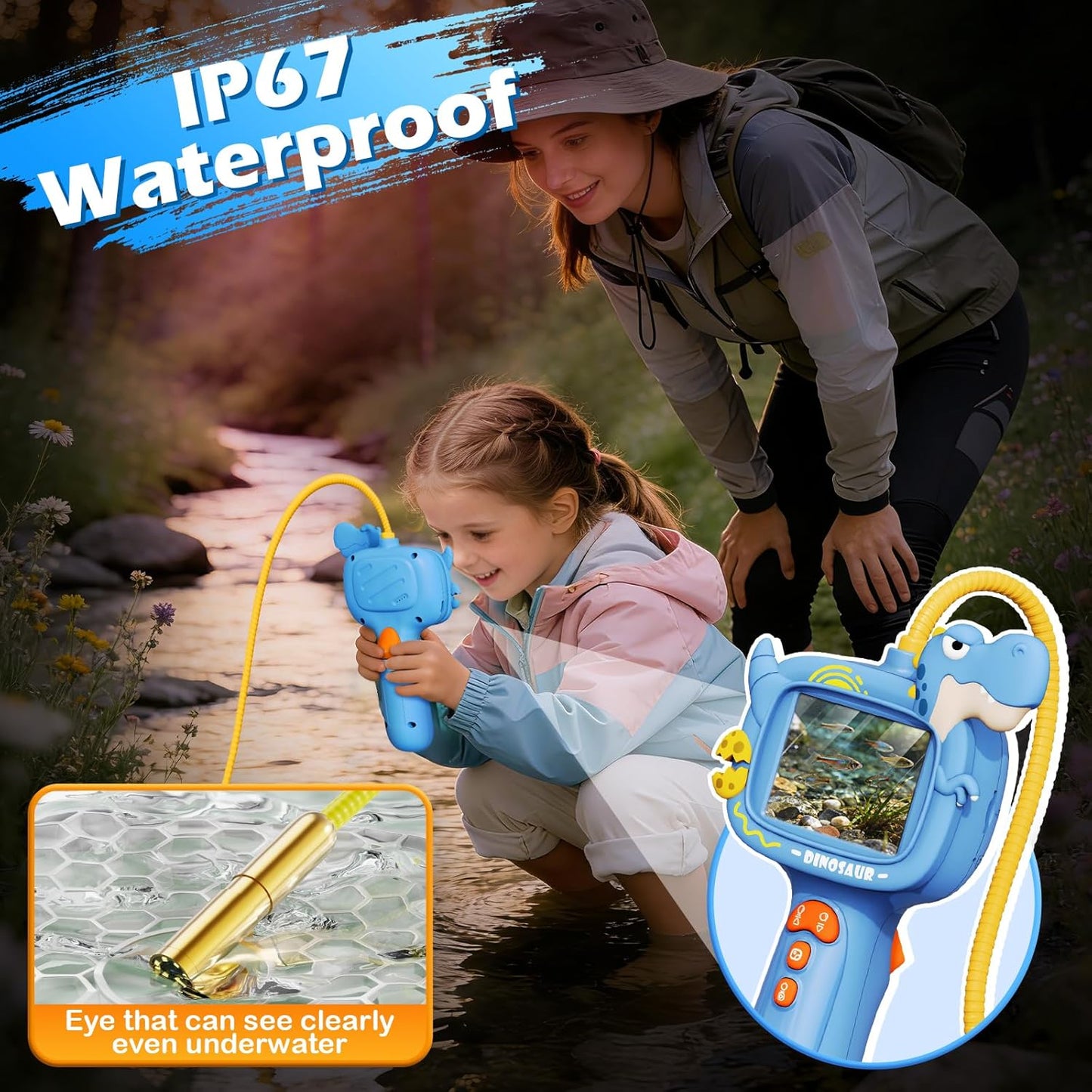 Kids Endoscope Borescope Toys, Snake Scope Camera with Light for Kids, Outdoor Exploration STEM Science Educational Toy Gifts for 4 5 6 7 8 9 10 Year Old Boys Girls