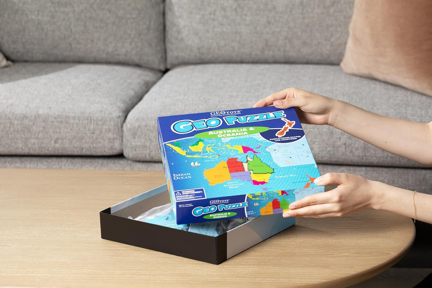 GeoToys GeoPuzzle, World Jigsaw Puzzles, 68 Pc Geography Game & Map Puzzle, Educational Games & Kids Learning Activities, Puzzle Gifts for Children Ages 6-9, Fun Learning Toys for Kids