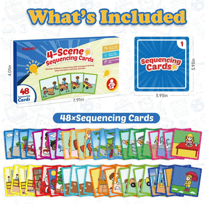 Kasfalci Sequencing Cards, Sequence Game for Kids, Speech Therapy Materials for Autism, Improve Storytelling,Social Skills, Sentence Building, Preschool Learning Activities for Classroom & Homeschool