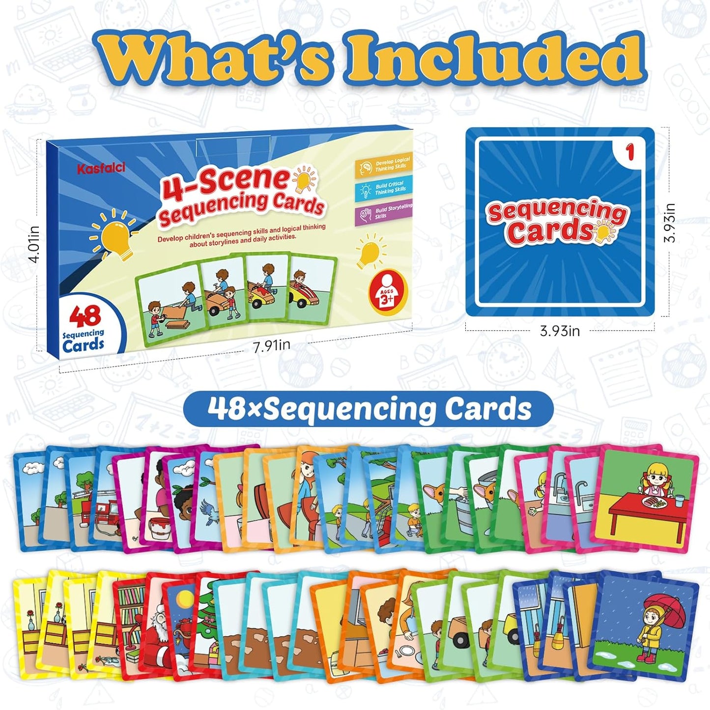 Kasfalci Sequencing Cards & Puzzles,Sequence Game for Kids,Speech Therapy for Autism,Improve Storytelling,Social Skills,Sentence Building,Preschool Learning Activities for Classroom & Homeschool