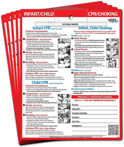 Safety Magnets by ZOCO – Infant and Child CPR & Choking Magnet – Laminated 8.5"x11" Emergency Numbers Fridge Card – First Aid Heimlich Maneuver for Parents, Caregivers, Daycare, Babysitters