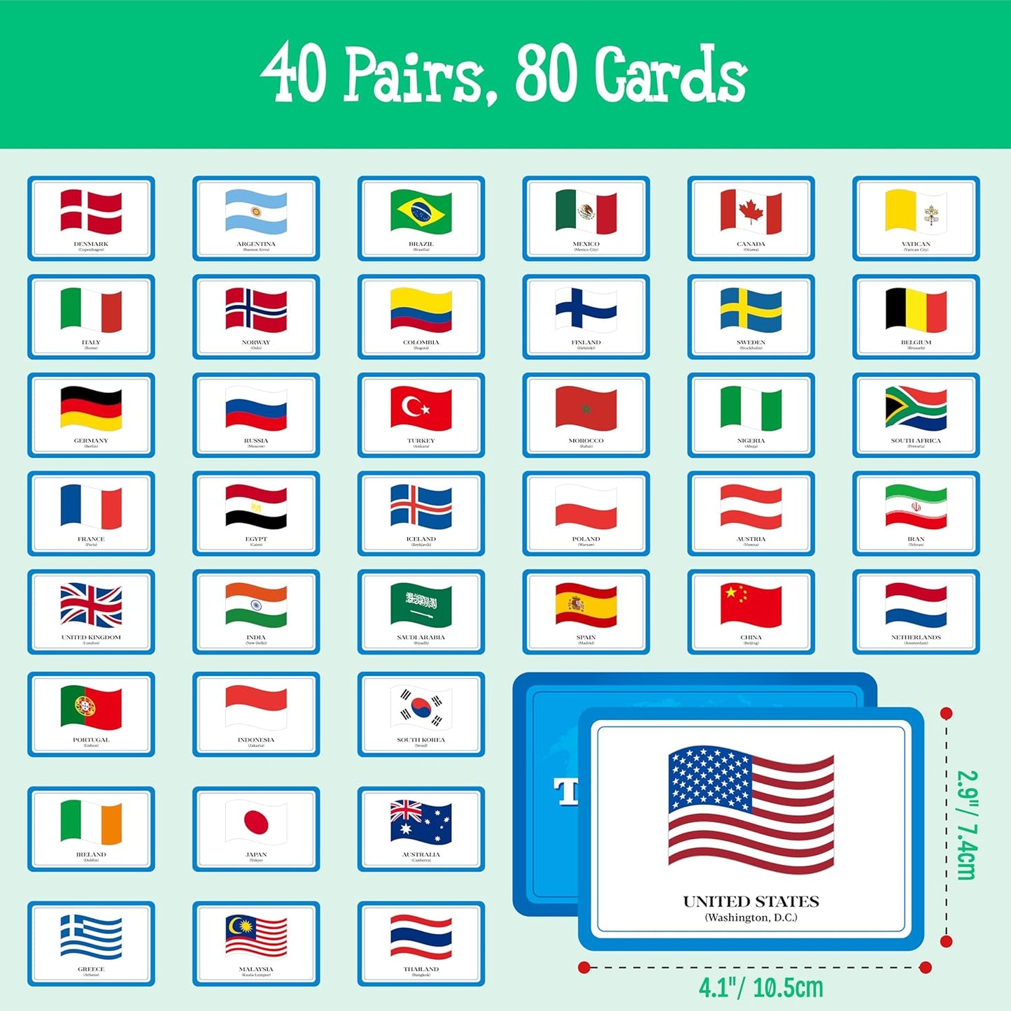 Hebayy Wild Animal Matching Game, 80 PCS Realistic Animal Memory Matching Cards for Toddlers 40 Pairs Real Animal Memory Cards Educational Toys for Preschool Boys & Girls 4 5 6 Years Old