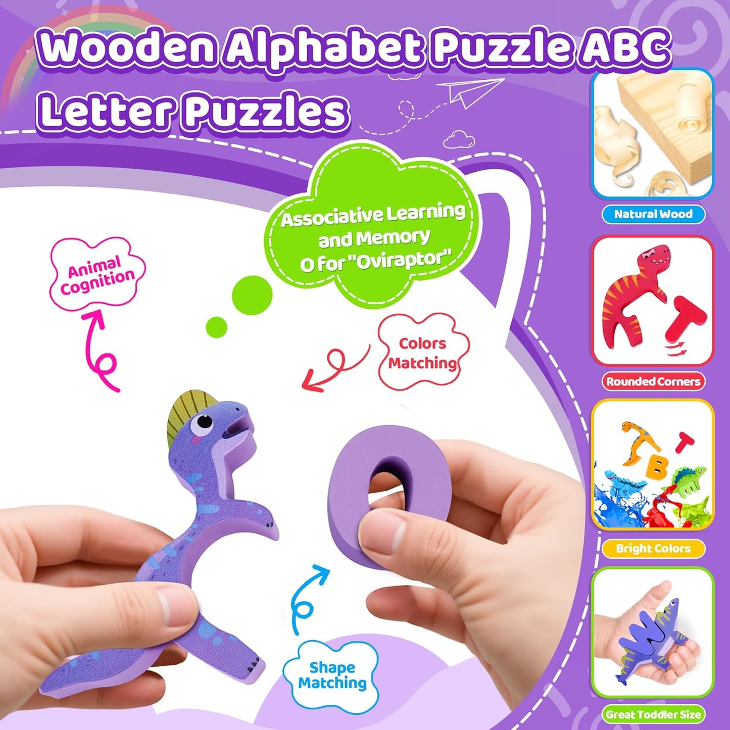 Wooden Toddler Puzzles, Montessori Toys ABC Alphabet Puzzle for Kids Ages 3-5, Cute Animal Shape Letters Matching Game, Preschool Learning Educational Toys Gift for Girls Boys 3 4 5 Years Old