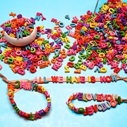 300+ Pieces 9x12mm Big Large Alphabet Letter Beads Charms A-Z Mixed Plastic Shape Loose Bead for Jewelry Making Bracelets Necklaces Key Chains (Classic Solid Colors)