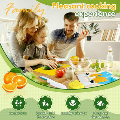 Chanking 13 Pieces Kids Safe Knife Set for Real Cooking Child-Friendly Plastic Chef Tools Montessori Kitchen Toys for Toddlers Birthday Gifts for Boys and Girls Ages 4+ (A)