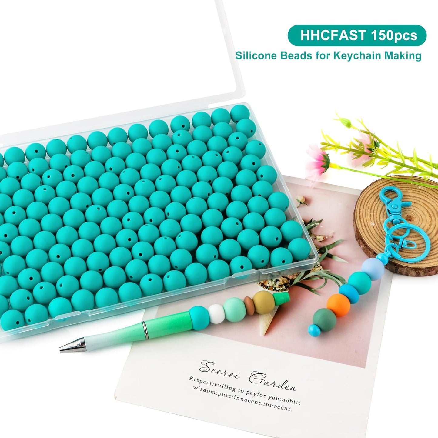 65Pcs 19mm Silicone Beads for Keychain Making Bracelet Necklace, Bulk Round Silicone Beads for Pens（Christmas Green） - Colors A