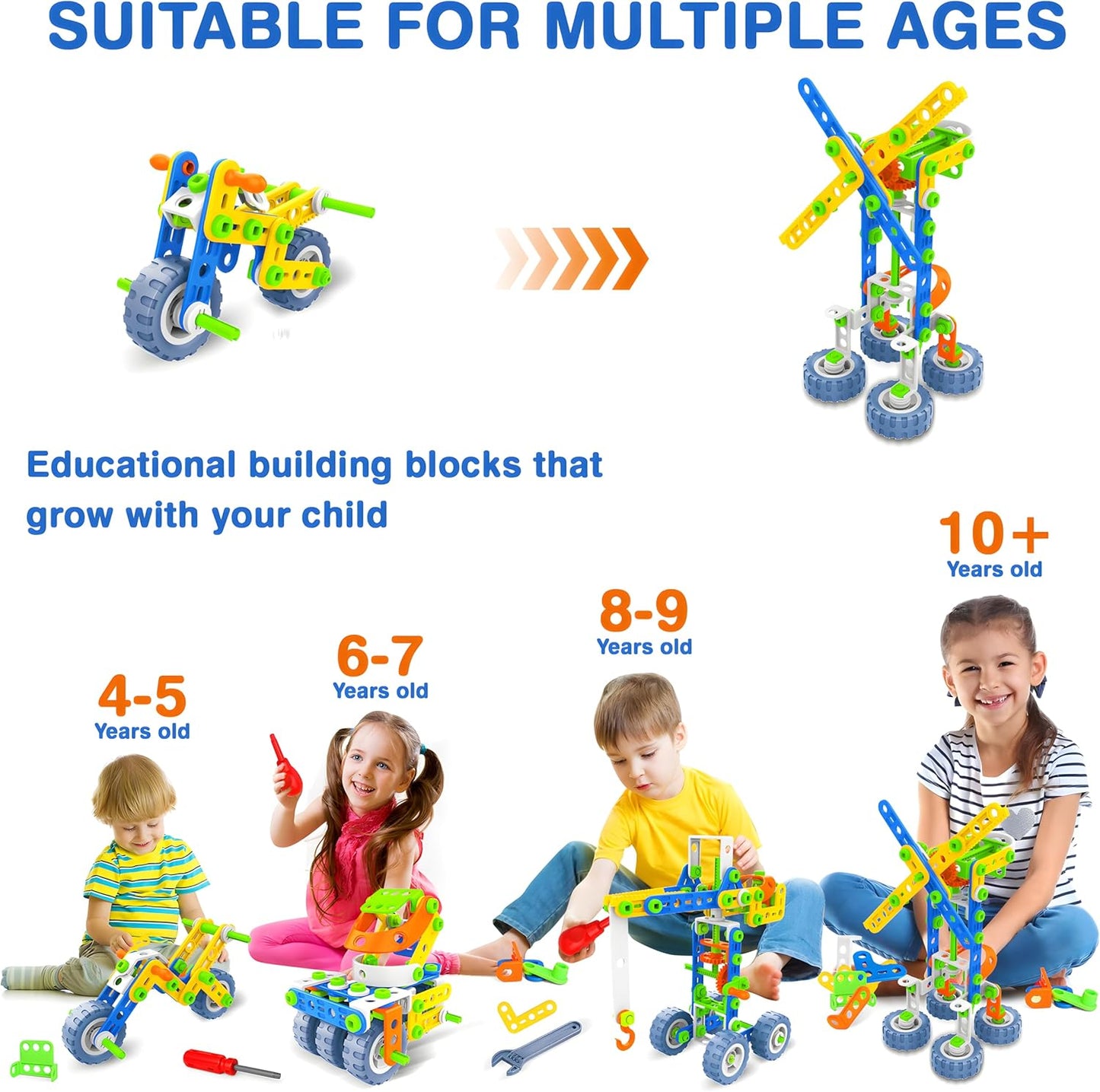 MOONTOY STEM Toys for 3 4 5 6 7 8+ Year Old Boy Birthday Gift, Building Toys for Kid Age 4-8 5-7 6-8 8-12, Preschool Educational Stem Kit Creative Activities for Boys Girls Christmas Idea Gift 118pcs