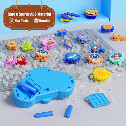 STEM Gears Toys for Kids Ages 3+, Creative Learning Building Blocks, 13Pcs Educational Construction Toy Set, Electric & Manual Dual Mode, Versatile Gear Playset Gift for Boys & Girls