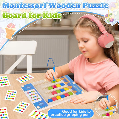Kids Montessori Magnetic Wooden Toys: 3 4 5 6 7 Year Old Birthday Gift for Boys Girls Age 4-7 Preschool Educational Learning Activities Toy Sensory Autistic Puzzle Maze Game Present for Toddlers