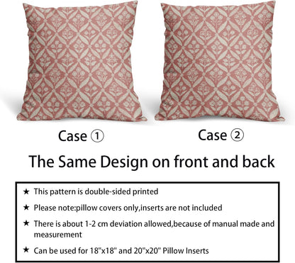 Blue Green Floral Block Print Pillow Covers 12X20 Set of 2, Flower Pattern Spring Summer Print Decorative Throw Pillow Covers Outdoor Farmhouse Seasonal Cushion Case Couch Sofa Bed Decor