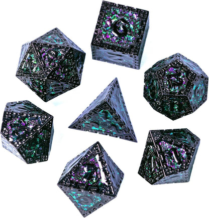 UDIXI Steampunk Metal Dice Set, 7 Die Polyhedral DND Dice Set for D&D Role Playing Game and Math Teaching (Ancient Copper)