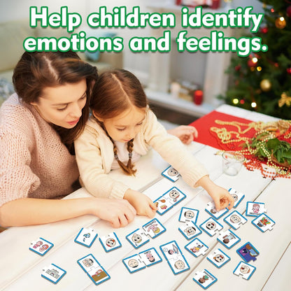 Kasfalci Feelings & Emotions Puzzle Cards,Feelings Chart Toys for Kids,Social Emotional Learning Activities,Speech Therapy Games,ADHD,Autism Learning Materials,Calm Down Corner Supplies for Classroom
