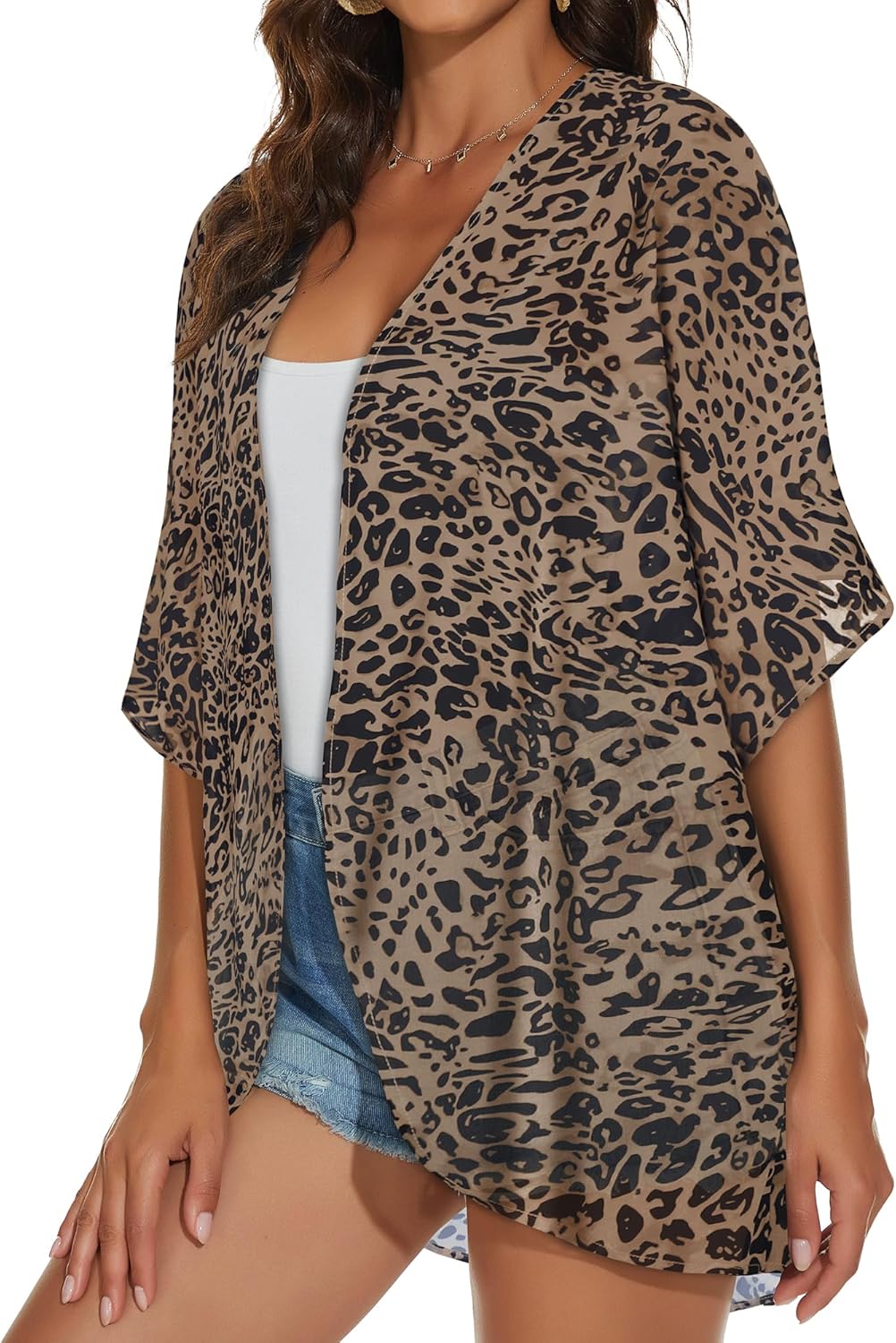 Womens Kimono Cardigans Beach Cover ups Swimwear Puff Sleeve Loose Casual Summer Tops 2026