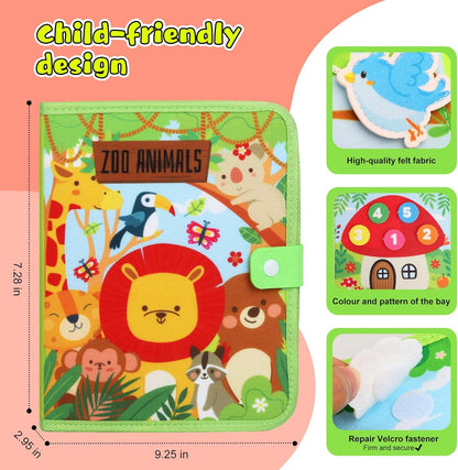 Busy Book for Toddlers Montessori Toys- Busy Board for 1-3 Year Boy Gifts Girl Toys Educational Learning Quiet Activity Books Toddler Airplane Travel Toy for 1 Year Old Birthday