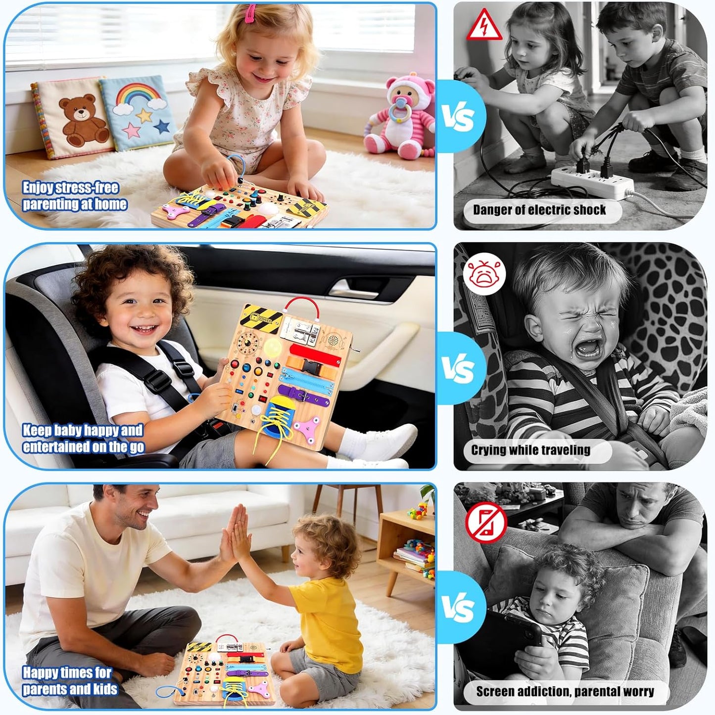 Konijiwa Busy Board - Montessori Toys for 1-3 Years Old Boys & Girls | Sensory Toys for Kids with Autism | Toddlers Learning Activity for Early Development (Busy Board v2)