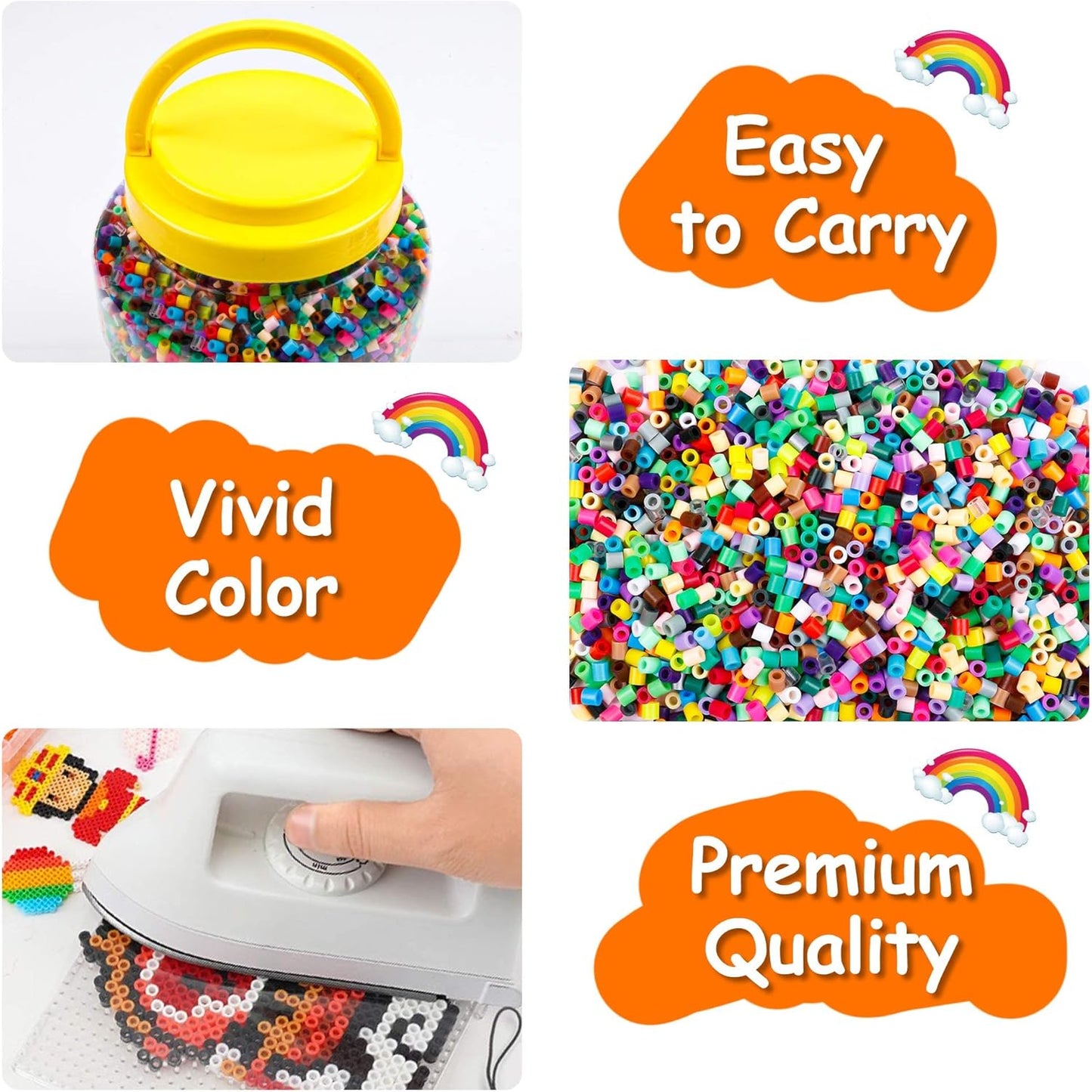 INSCRAFT 30,000 Fuse Beads Kit-30 Individual Packs of Iron Beads Set with 3 Pegboards, 5 Ironing Paper, 10 Patterns, Gifts for Birthday Christmas, Multicolor 5mm Melty Beads Bulk Refill Kit