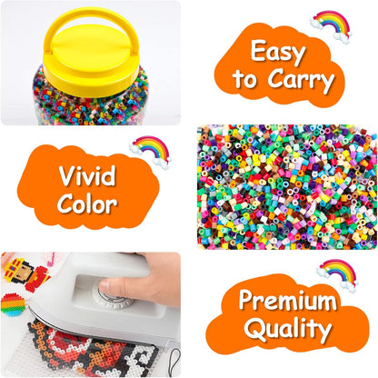 INSCRAFT 30,000 Fuse Beads Kit-30 Individual Packs of Iron Beads Set with 3 Pegboards, 5 Ironing Paper, 10 Patterns, Gifts for Birthday Christmas, Multicolor 5mm Melty Beads Bulk Refill Kit