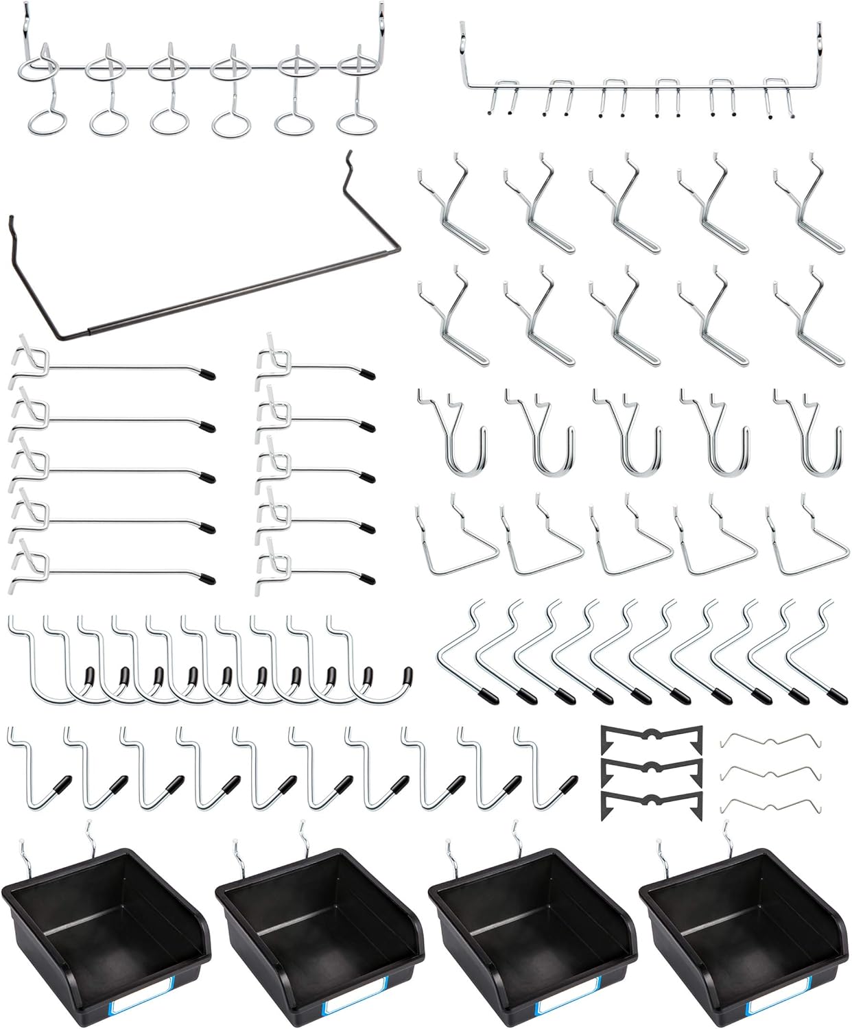 Pegboard Hooks, with Bins, Peg Locks, for Organizing Various Tools, 188 PCS, 80 of Which are Locks