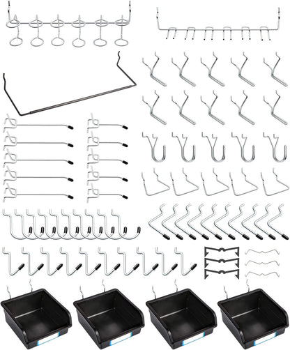 Pegboard Hooks, with Bins, Peg Locks, for Organizing Various Tools, 188 PCS, 80 of Which are Locks