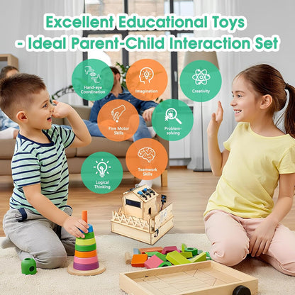ESP32 IoT STEM Kit for Arduino/Acecode, 3D Wooden Puzzles Smart Home Learner Kit for Kids Age 10+, Educational STEM Toy House DIY Sensor Coding Set, Voice/APP Control, Gift for Adults Teens Boys Girl