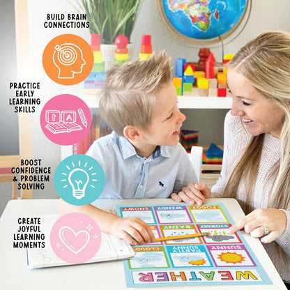 Hadley Designs 16 Educational Posters for Toddler Learning Activities - Alphabet Daycare Essentials, Laminated Pre-K Posters for Toddlers 1-3, Preschool Learning Activities, Chalkboard Classroom Decor