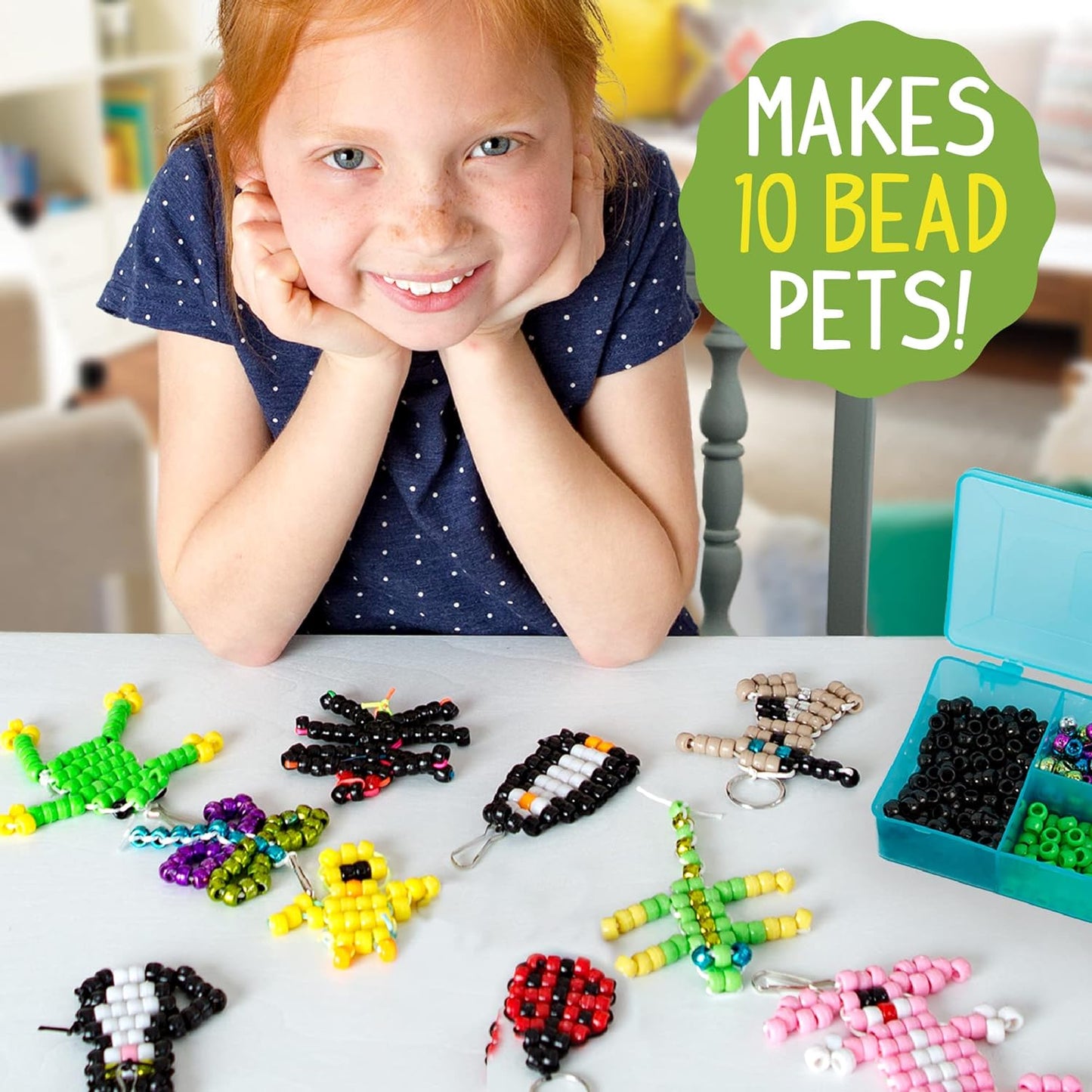 Made By Me Ultimate Bead Pets by Horizon Group USA, Bead Pets Crafts for Kids, Includes Over 1400 Beads, Cording, Keychains & Carabiner Clips, Design Templates, Storage Cases & More