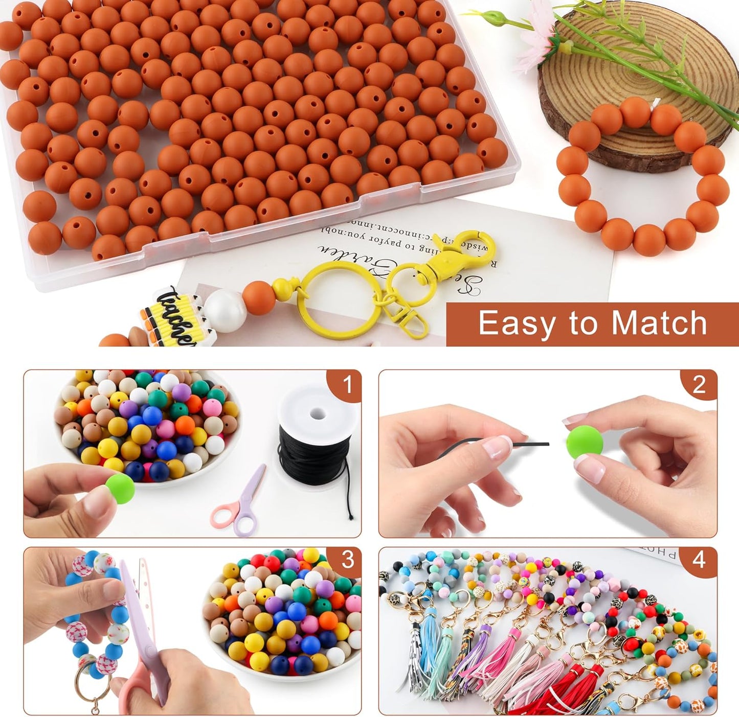 65Pcs 19mm Silicone Beads for Keychain Making Bracelet Necklace, Bulk Round Silicone Beads for Pens（Christmas Green） - Colors B