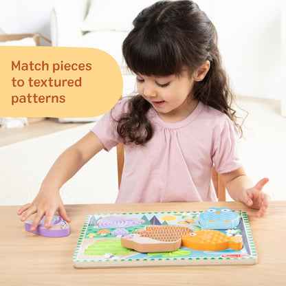 Melissa & Doug Forest Friends Touch & Feel Wooden Puzzle, 5-Piece Chunky Toddler Puzzles with Animals & Textured Silicone Puzzle Board Inlays, Preschool Toys for Girls & Boys Ages 2 and Up