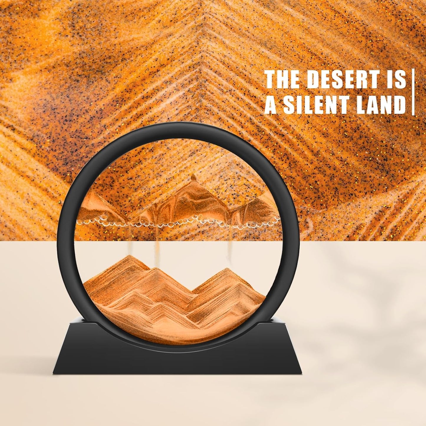 Wai Danie Moving Sand Art Picture 3D Hourglass Deep Sea Sandscape Liquid Motion Display Painting Flowing Sand Frame Relaxing Desktop Home Office Work Decor (Black, 12 Inches)