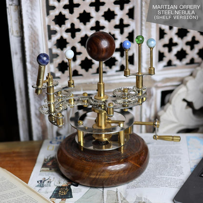 Solar System Model | Educational & Decorative Astronomy Orrery | Premium Brass Mechanical Planetarium (8" Earth & Moon)