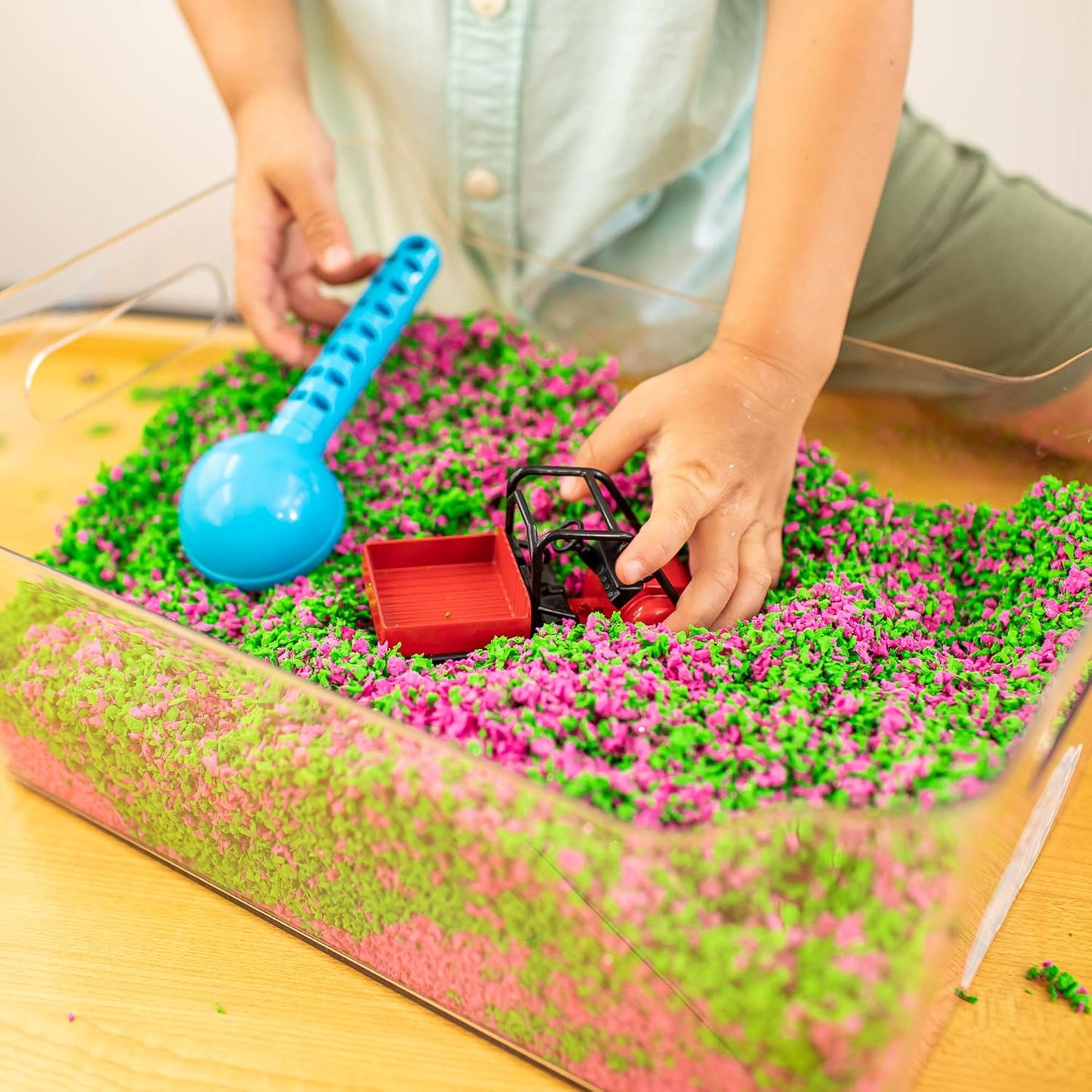 Educational Insights Pluffle(R) 2-Pack Pink & Green - Sensory Bin Foam Set, No Mess Alternative to Sand Toys & Slime for Toddlers, Fun Sensory Table Filler for Home or Classroom, Kids Ages 3+