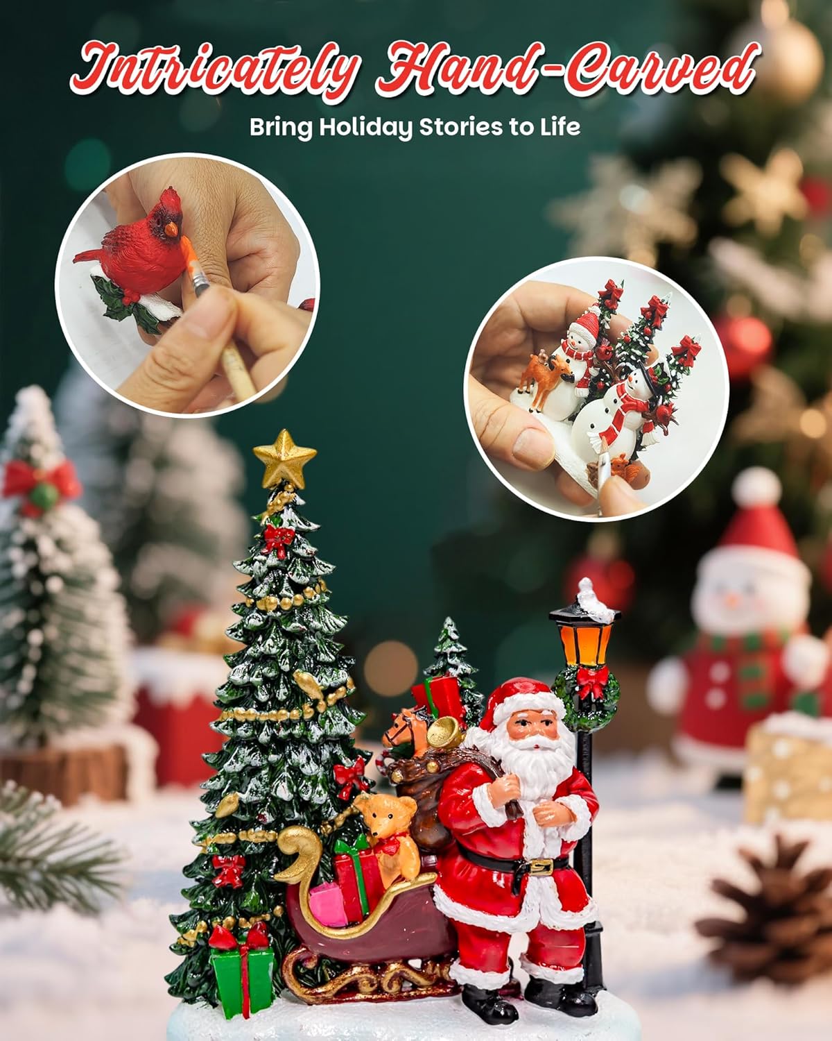 Extra Large Christmas Snow Globes Christmas Lantern, 12.99" Musical Snow Globe with 8 Songs, Santa Snowglobe for Kids Adults, 6H Timer Dual Power, Lighted Christmas Decorations Indoor Gifts
