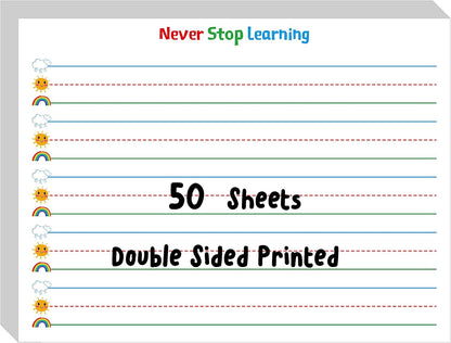 100 Sheets Ruled Writing Paper, Double-Sided Printing Skip-A-Line Ruled Writing Paper with Dotted Lines Handwriting Practice Paper 1” line spacing for Kindergarten Toddlers Kids (11” x 8.3”)