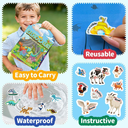 6 Sets Reusable Sticker Book for Toddlers 3-6, Jelly Sticker Books for Toddler, Travel Sticker Activity Toys for Kids 3 4 5 6 Years Old Girls & Boys
