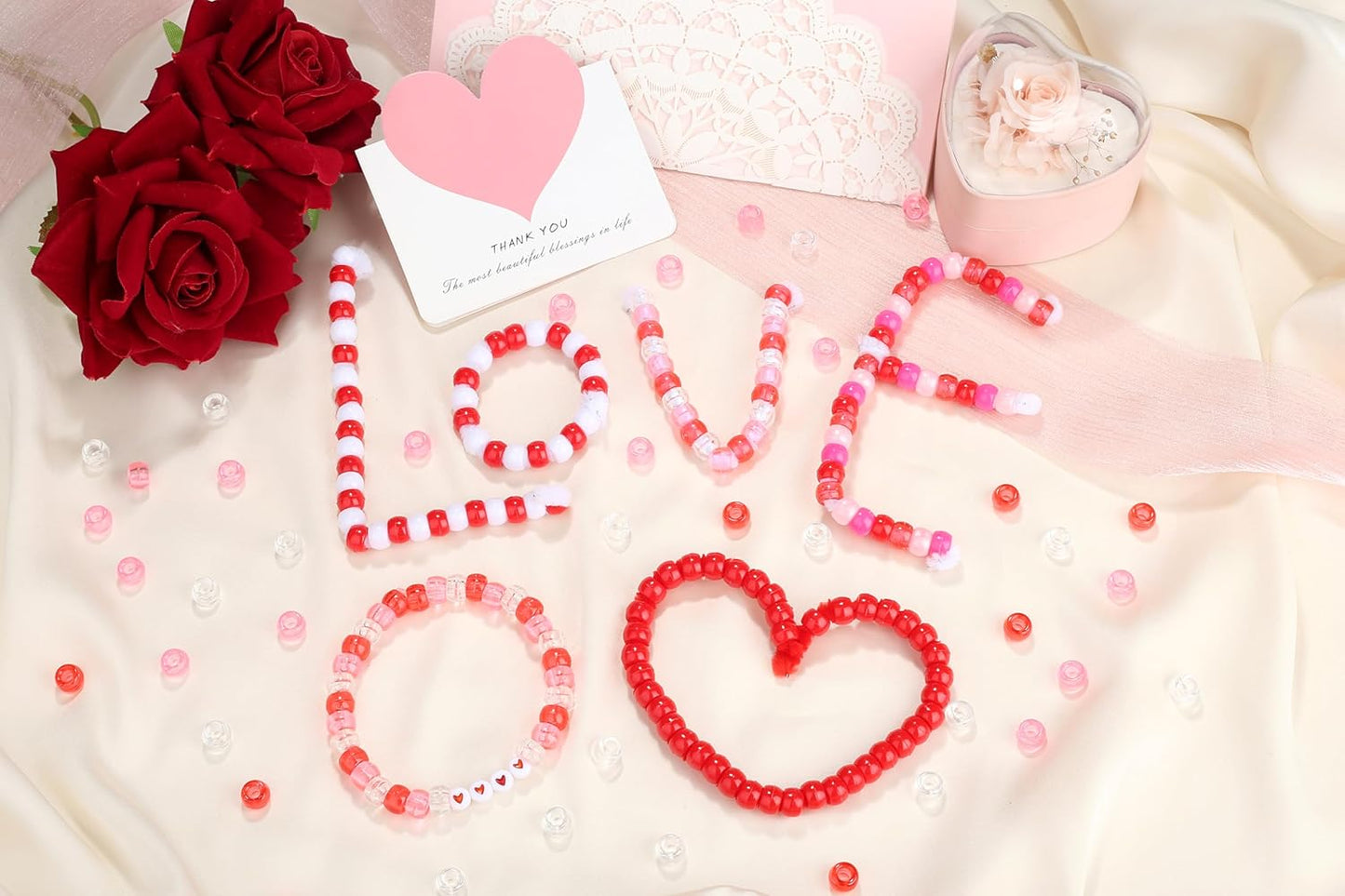 Red Pony Beads 1000Pcs 9mm Pony Beads Bulk Red Perler Beads for Friendship Bracelets Kandi Beads Hair Beads for Braids Beads for Crafts