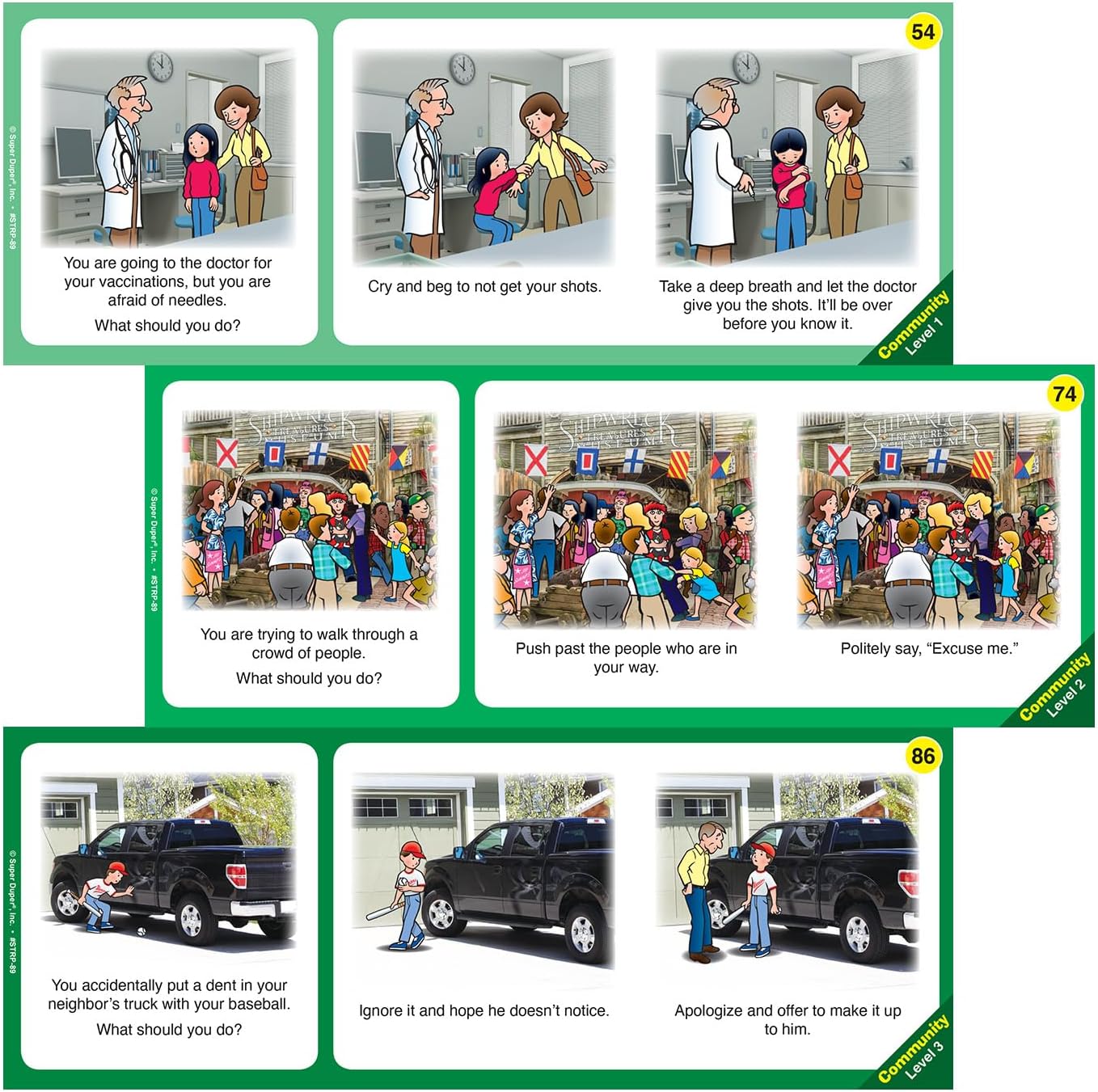 Super Duper Publications Making Good Social Choices Skill Strips®, Critical Thinking Flashcards, Educational Resource