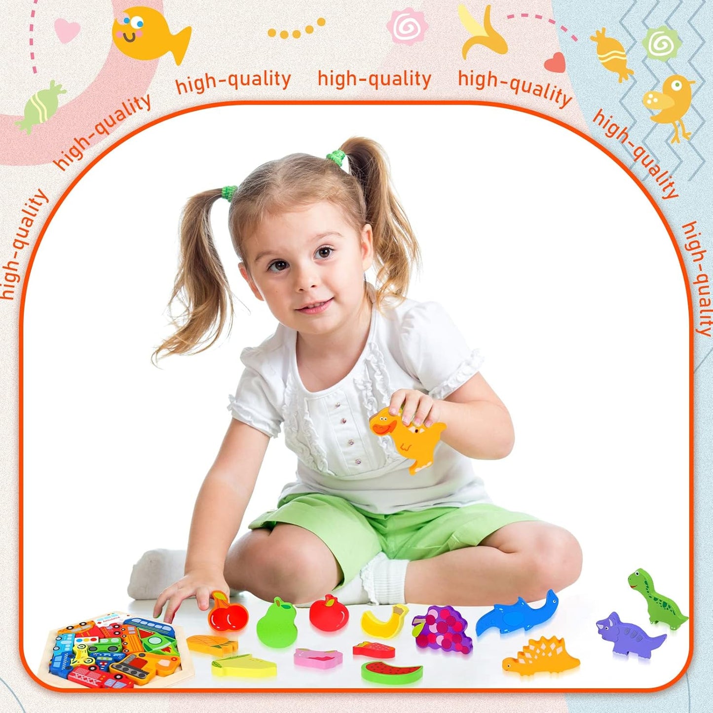 5 Pack Wooden Tangram Puzzle for Kids Wooden Hexagon Puzzle Block Teaser Geometric Shapes Tangram Games for Jigsaw 3D Logic IQ Game Gift(Geometry)