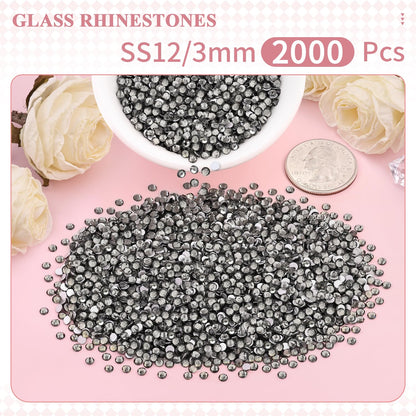 5000PCS SS6/2mm Glass Crystal Rhinestones (Clear), Bedazzling Flatback Rhinestones for Crafting DIY Crafts Nail Art Makeup Decoration, Gems Diamond Charms for Tumbler Shoes Clothing Mug
